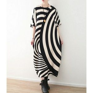 YESNO Long Loose Bold Stripe Print Maxi Dress 3XL